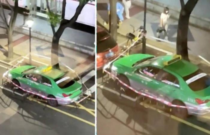 A Chinese taxi driver was quarantined in his car: he was monitored with tape and a guard